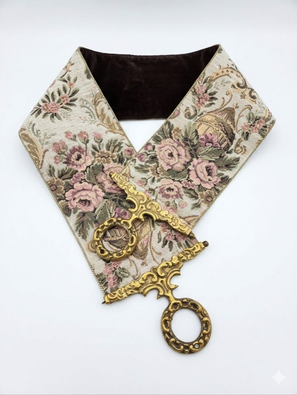 Vintage Corona Decor Bell Pull Tapestry Bombay Pink Floral Brass Hanger 49"